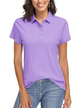 Women's 09-light Purple  Golf Polo Shirt Short Sleeve UPF 50+ Sun Protection Qui